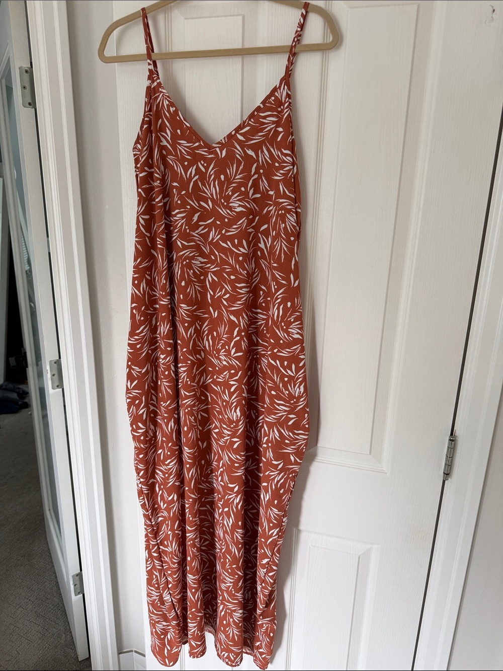 HEIMISH USA Rust Orange and White Printed Maxi Dress